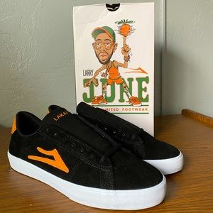 Larry June Lakai Black/Orange Suede Newport Shoe